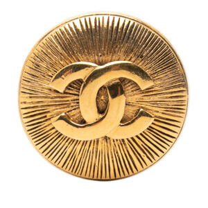 Pre-Loved Chanel Gold Plated CC Round Brooch